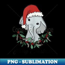 Merry Christmas Elephant Santa Hat Tree Lights Xmas Boys - Artistic Sublimation Digital File - Perfect for Creative Projects