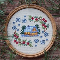 Winter Forest Hut cross stitch pattern by StitchOnGoodLuck Christmas cross stitch pattern digital download PDF