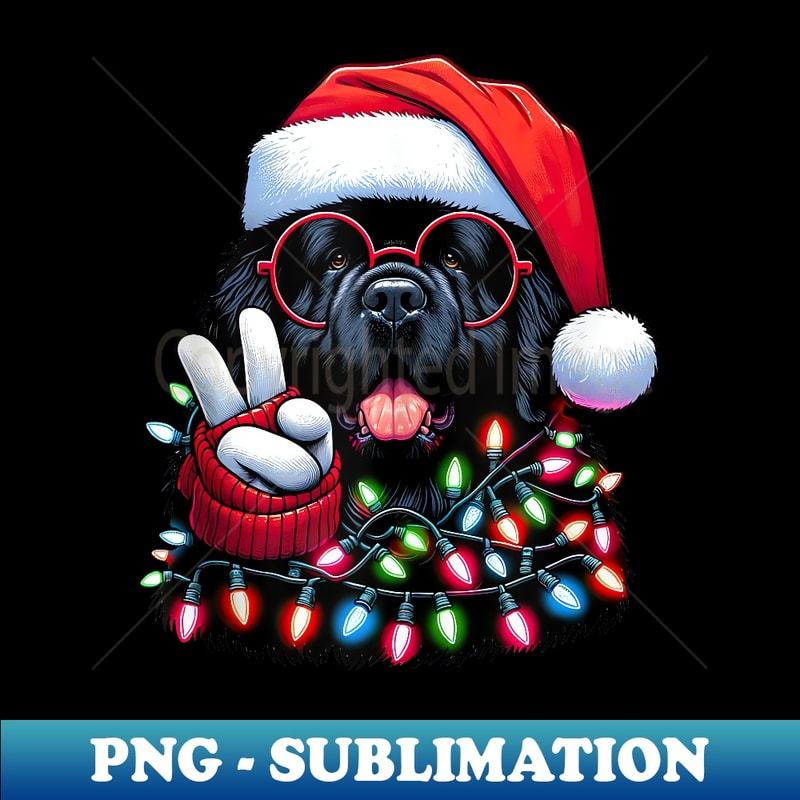 FU-33607_Peace Sign Hand Newfoundland Santa Christmas Dog Pajamas 2436.jpg