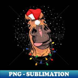 Horse Santa Hat Christmas Lights Riding Funny - Sublimation-Ready PNG File - Instantly Transform Your Sublimation Projects