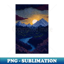 sunset landscape paper art - Decorative Sublimation PNG File - Vibrant and Eye-Catching Typography