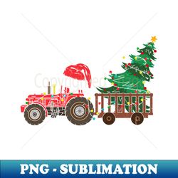 Farm Tractor with Santa Hat Tree Funny Farmer Christmas - Special Edition Sublimation PNG File - Stunning Sublimation Graphics