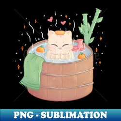 Hot Tub Onsen Cat - PNG Transparent Sublimation File - Stunning Sublimation Graphics