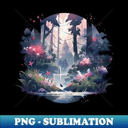 Japanese Forest Floral Landscape - Anime - Premium Sublimation Digital Download - Perfect for Personalization