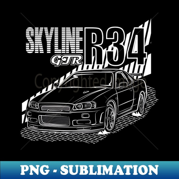 Skyline R34 White Print - PNG Transparent Digital Download F | Inspire ...