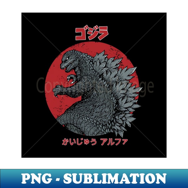 Godzilla Red Lettering The Red Moon And Godzilla - Aesthetic Sublimation Digital Fi - Inspire ...
