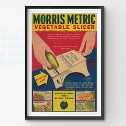 1950's morris metric vegetable slicer poster! (up to 24 x 36) - kitchen - decor - tools - gadgets