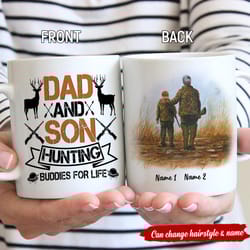 personalized gift for hunting father dad and son hunting buddies for life mug