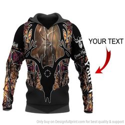 personalized headshot deer hunting unisex hoodie ln