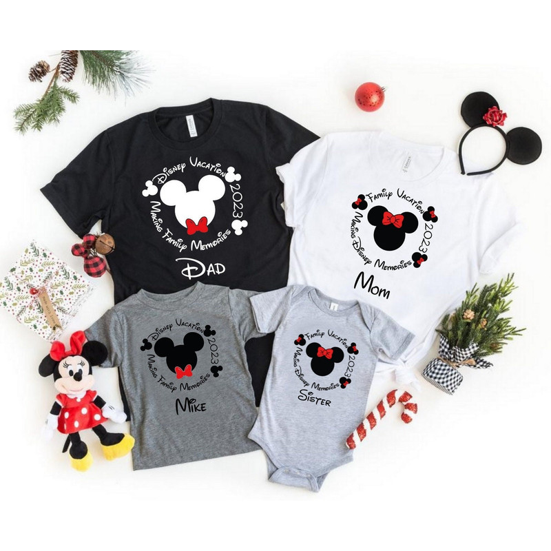 2023 Making Family Memories Shirt,Personalized Minnie and Mickey Outfits,Disneyworld Trip Matching,Christmast Disneyland Family Matching Tee.jpg