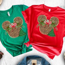 leopard floral minnie shirt,floral minnie mouse,cheetah minnie mouse,leopard minnie mouse disney christmas shirt, disney