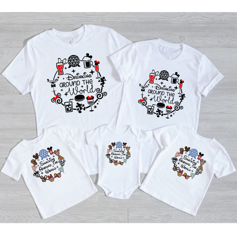 Snacking around the world, Drinking around the world, World traveler shirt, Disney family shirt, Disney Matching Shirts, Disney Epcot Shirt.jpg