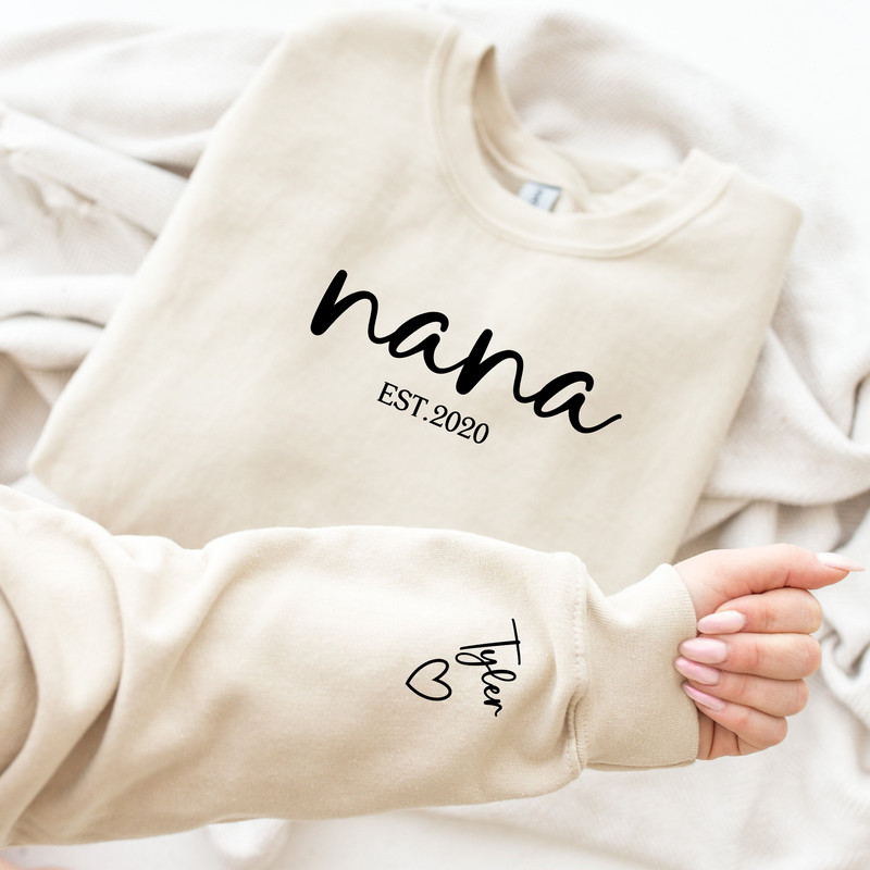 Custom Unisex Nana Sweatshirt with Date and Children Name on Sleeve, Nana Sweatshirt.jpg
