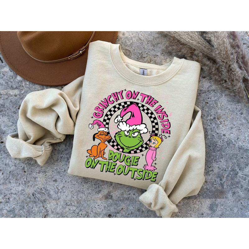 Grinch on the Inside Unisex Sweatshirt, Pink Christmas, Grinch Era, Christmas, Trending Christmas, Christmas Party.jpg