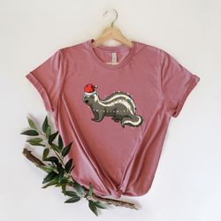 ferret christmas tree lights shirt, merry christmas shirt, women christmas t-shirt, christmas gifts, christmas family sh