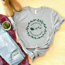 north pole reindeer crew shirt, santa shirt, holiday shirt, merry christmas shirt, women christmas t-shirt, christmas fa