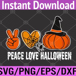 peace love halloween lazy halloween costume cool pumpkin svg, eps, png, dxf, digital download