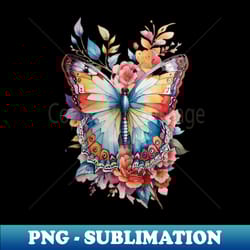 colourful butterfly with flowers - high-resolution png sublimation file - defying the norms