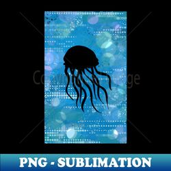jellyfish silhouette on a blue abstract background - signature sublimation png file - create with confidence