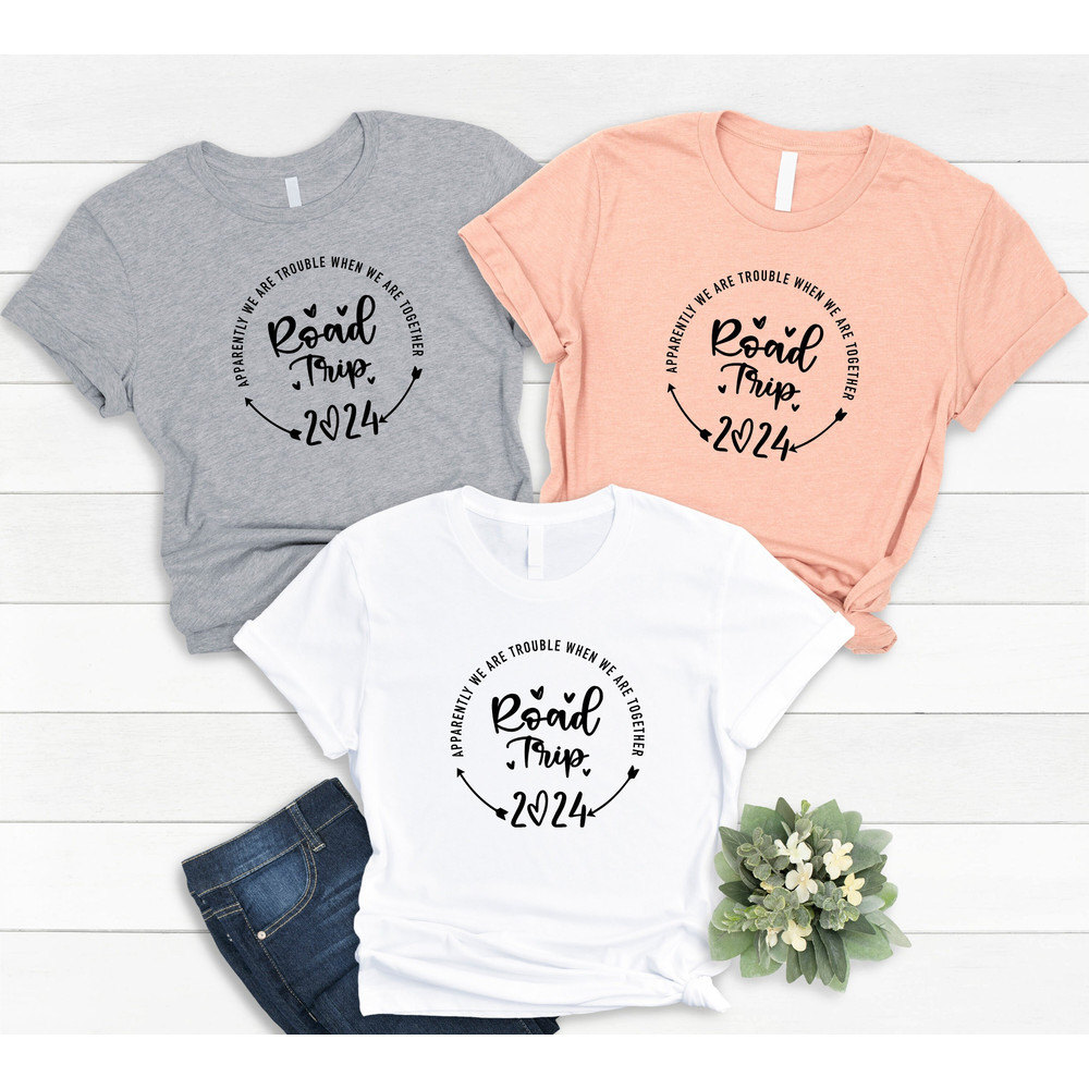 Custom Road Trip 2024 Shirt, Matching Family Vacation Shirt, Camping Friends Group Shirt, Girl's Weekend Tshirt, Travel Shirt.jpg