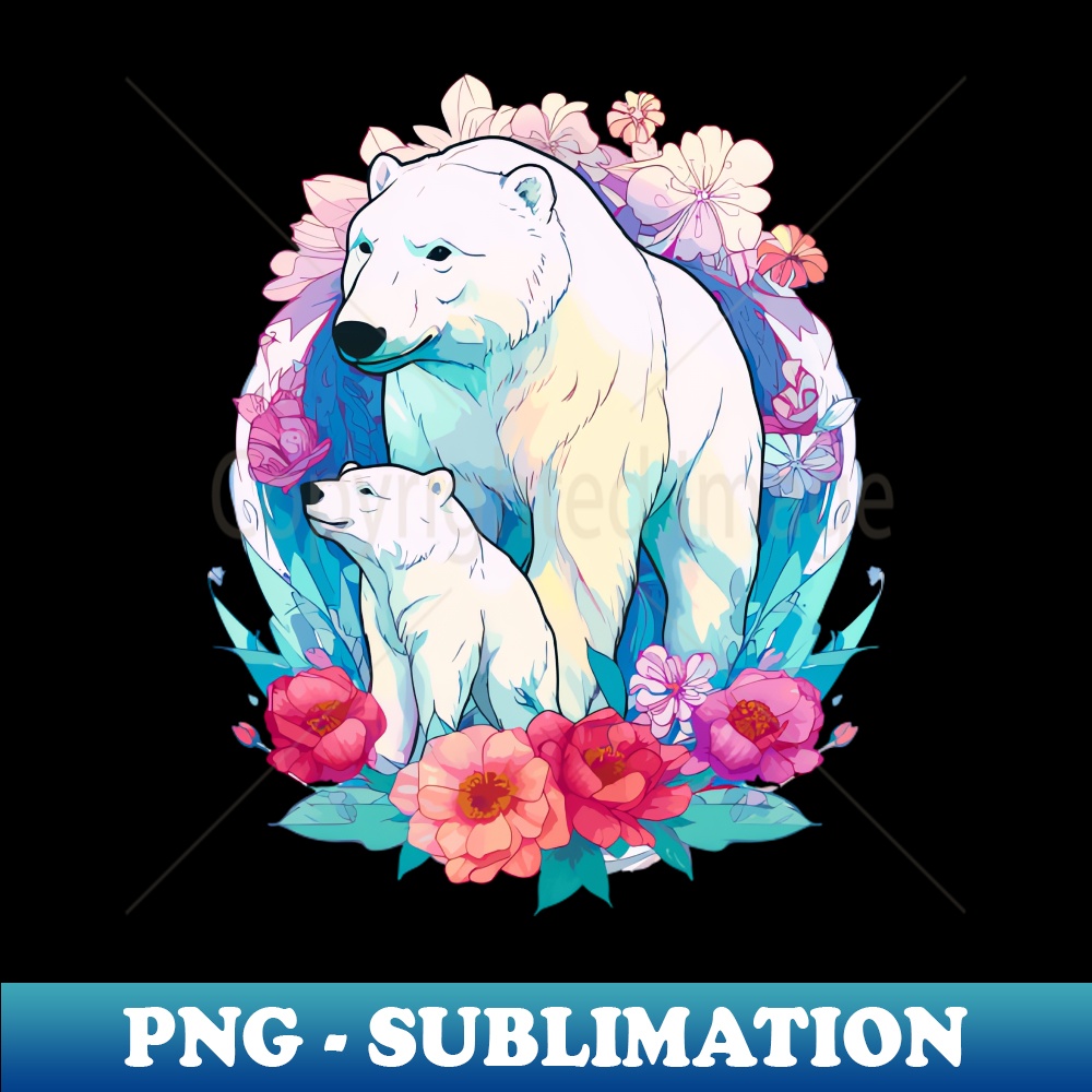 DI-28535_Polar Bear and Cub Floral Aesthetic Print 3992.jpg