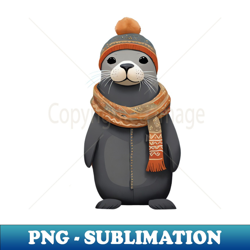DT-31753_sea lion with winter hat and bohemian winter outfit and scarf 6546.jpg