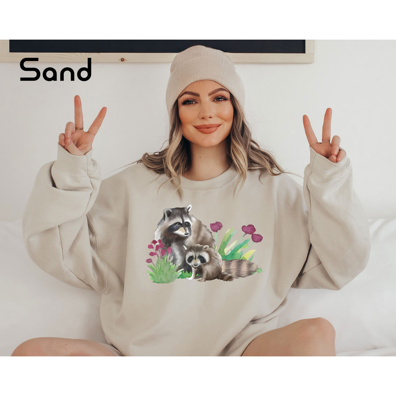 Floral Racoon Sweathirt, Cute Racoon Sweatshirt, Funny Racoon Sweatshirt, Spring Racoon Sweatshirt, Floral Sweatshirt, Racoon Lover Gifts 1.jpg