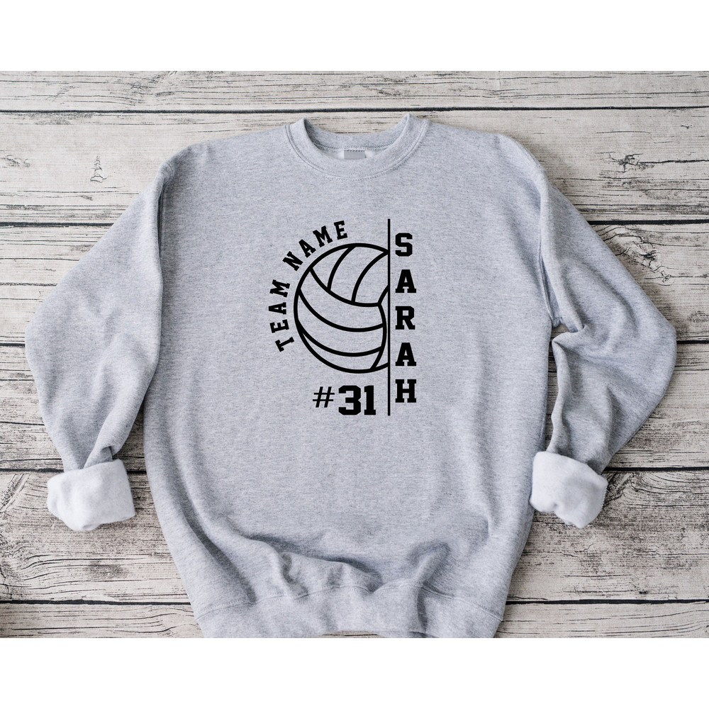 Personalized Volleyball Team Name And Number Sweatshirt, Custom Volleyball Sweatshirt, Voleyball Team Sweatshirt, Volleyball Gifts.jpg