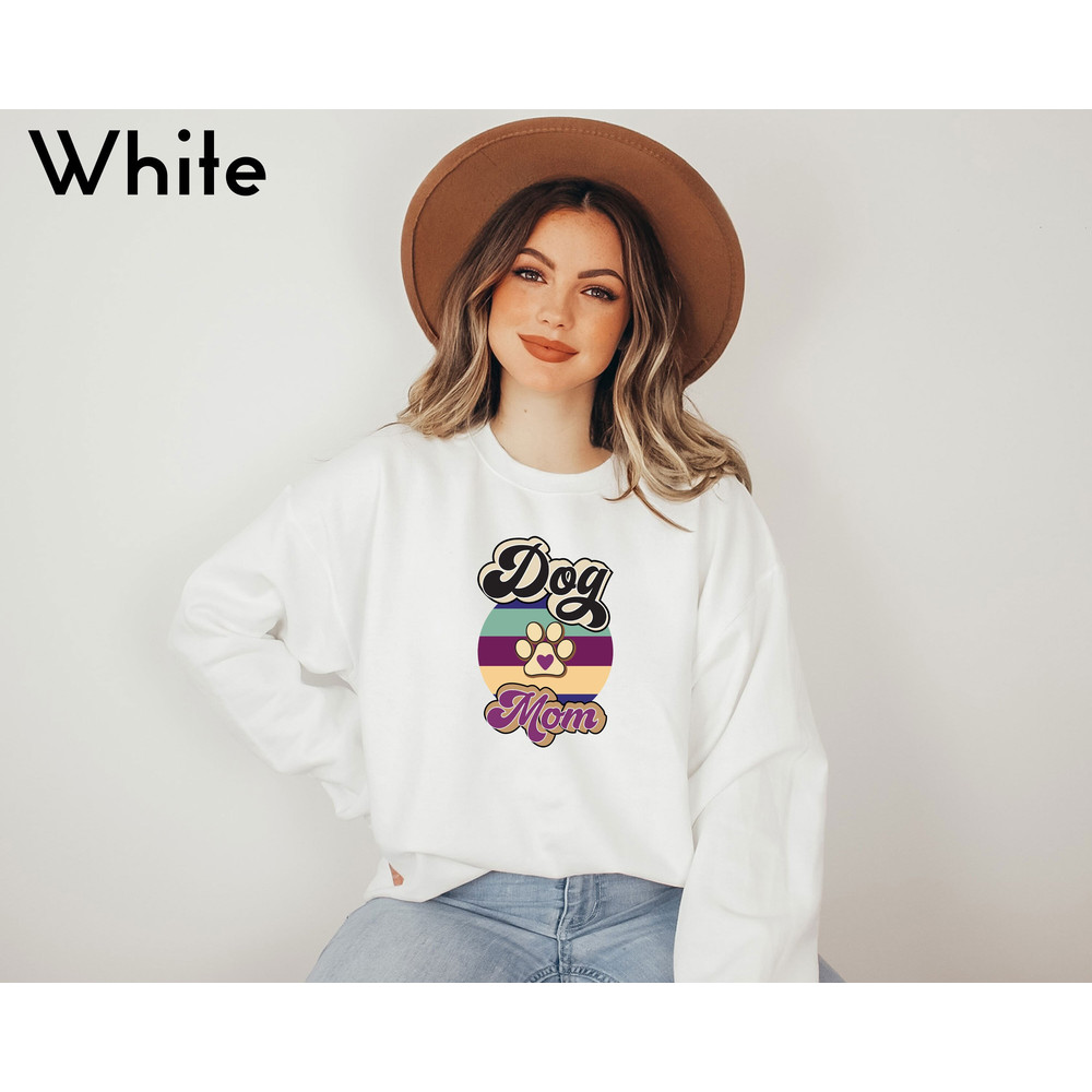 Retro Dog Mom Sweatshirt, Dog Mama Shirt, Dog Lover Gift, Mom Life Sweater, Cute Paw Print Sweatshirt, Animal Lover Gift, Pet Owner T-Shirt.jpg