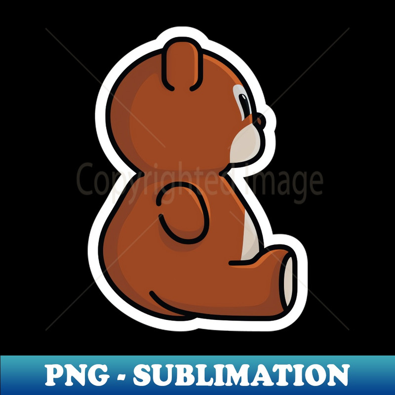 ES-32394_Sitting Teddy Bear Side View Sticker vector illustration Animal nature icon design concept Bear cartoon character sticker design logo with shadow 9410.
