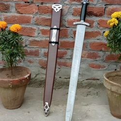 Custom Made Handmade Damascus Steel Viking Sword , Battle Ready Medieval Sword
