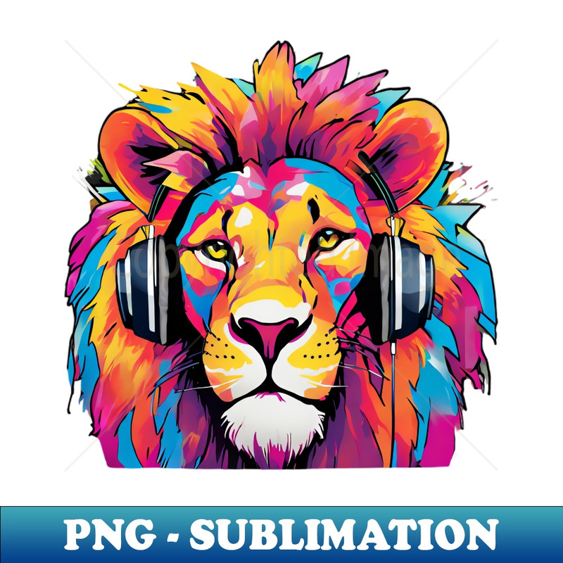 FG-8550_colorful lion with headphones on graffiti art 5379.jpg