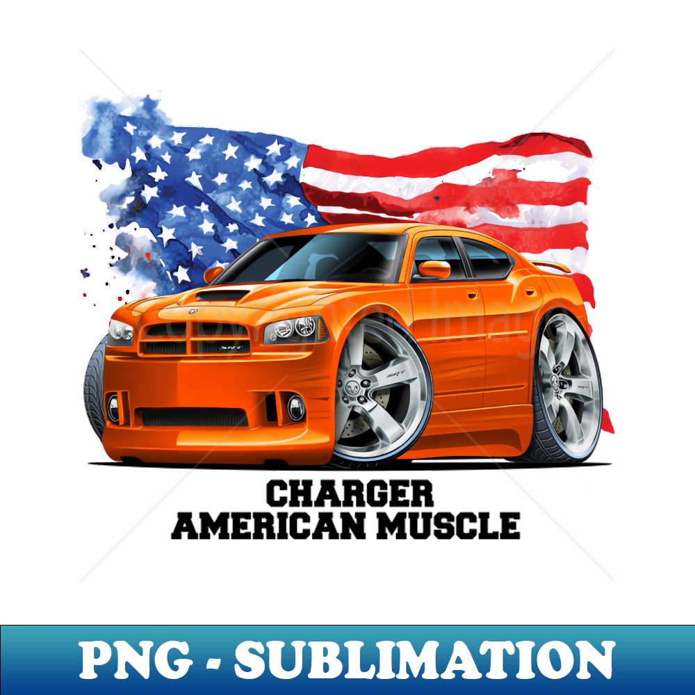 FI-7237_Charger SRT Orange American Muscle Car USA Flag Background 8301.jpg