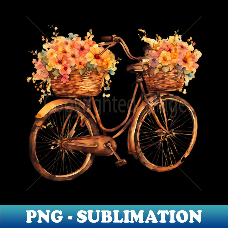 FY-510_A bicycle with flowers in the basket watercolor ink outlines vintage fee 8068.jpg