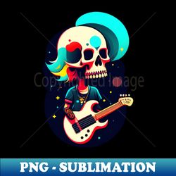 dope skeleton punk rock guitar player from the music skull gang - creative sublimation png download - perfect for personalization