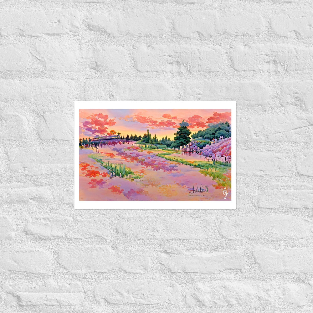 Anime Watercolor Flowers at Sunset #3, Anime Art, Anime Drawing, Anime Print, Manga Print, Manga Drawing, Manga Art Print, Kawaii Art Print.jpg