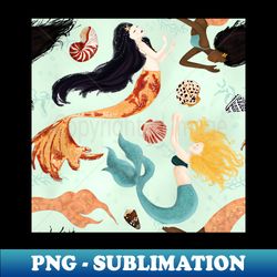 seashells and mermaids - elegant sublimation png download - add a festive touch to every day