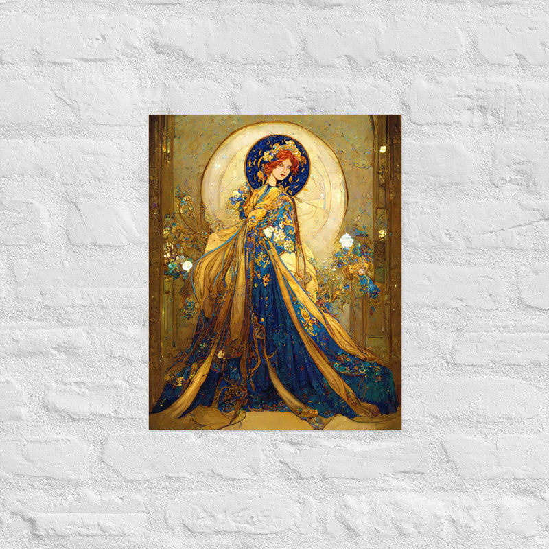 Art Nouveau Princess, Art Deco Princess, Red Haired Princess, Flower Crown Art, Princess Art, Girls Room Art, Boho Art Print.jpg