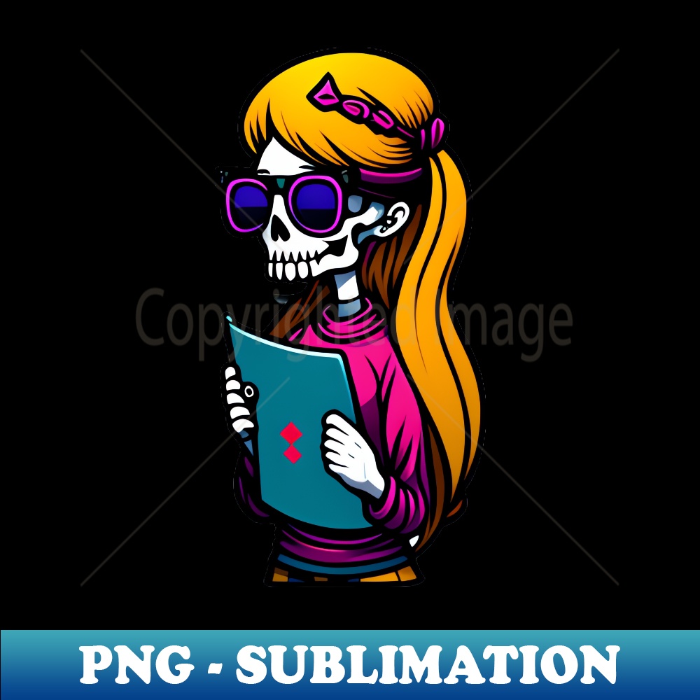 JF-10025_Cute Nerdy Skeleton Girl From The Book Reading Skull Gang 3005.jpg