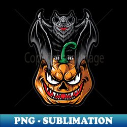 bat and pumpkin halloween - high-resolution png sublimation file - revolutionize your designs