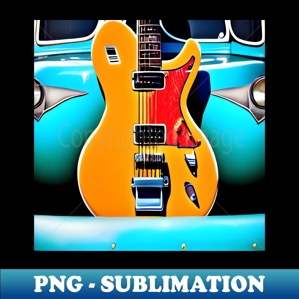 LZ-515_A Blonde Guitar Standing In Front Of a Turquoise Car From The 1940s 2023.jpg