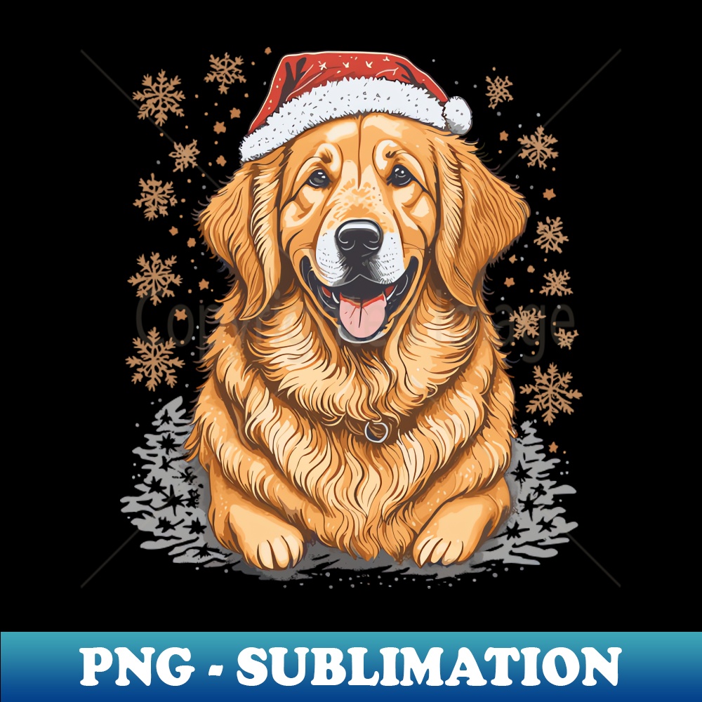 MD-707_A Golden Retriever Wearing a Christmas Hat Golden Retriever Christmas 7933.jpg