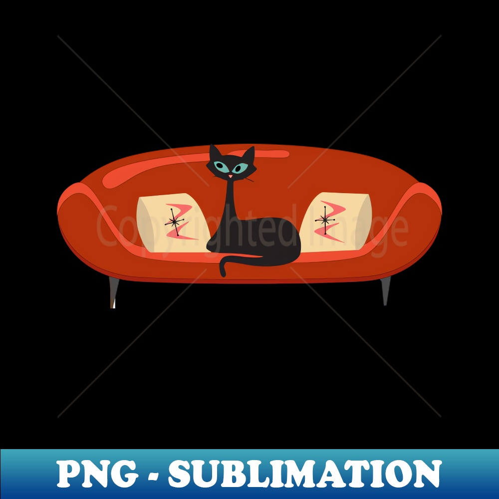 MF-24705_Mid Century Cat Relaxing on a Red MCM Sofa 8718.jpg