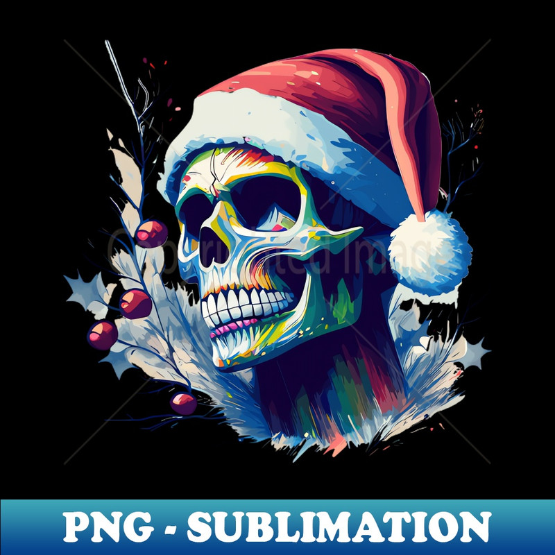 MR-31410_Santa Skull Painted Portrait with Red Berry and Pine Branches 5538.jpg