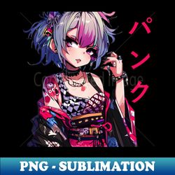 punk   panku anime girl with kimono v2 - sublimation-ready png file - stunning sublimation graphics