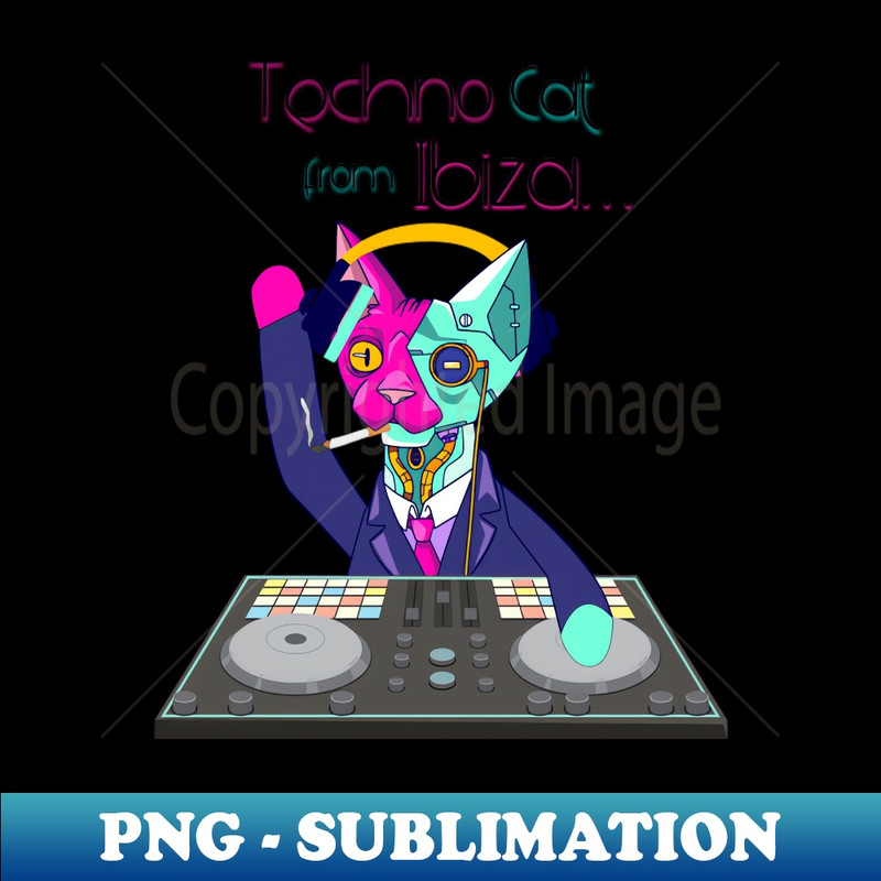 OO-35034_Techno Cat from Ibiza - Catsondrugscom - Techno Party Ibiza Rave Dance Underground Festival Spring Break Berlin Good Vibes Trance Dance technofashion