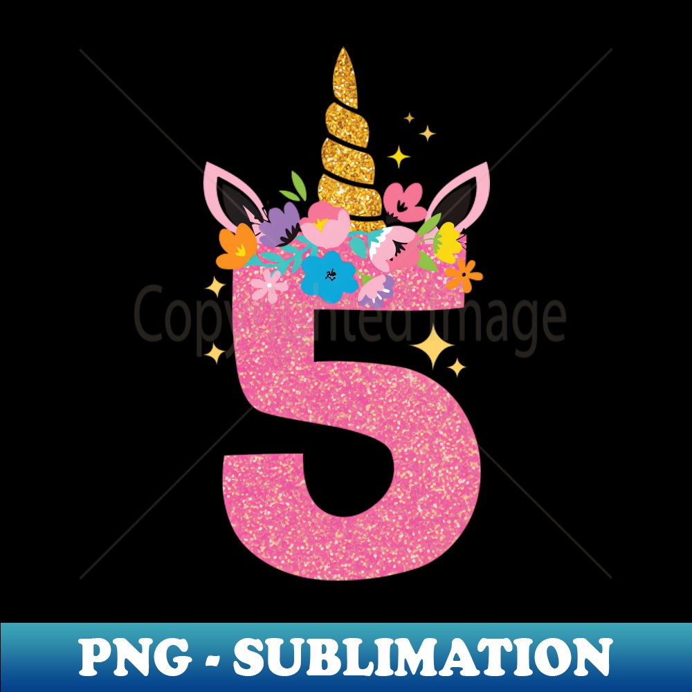 OQ-21667_Kids Number 5 Year Old Unicorn 5th Birthday Girls 9914.jpg