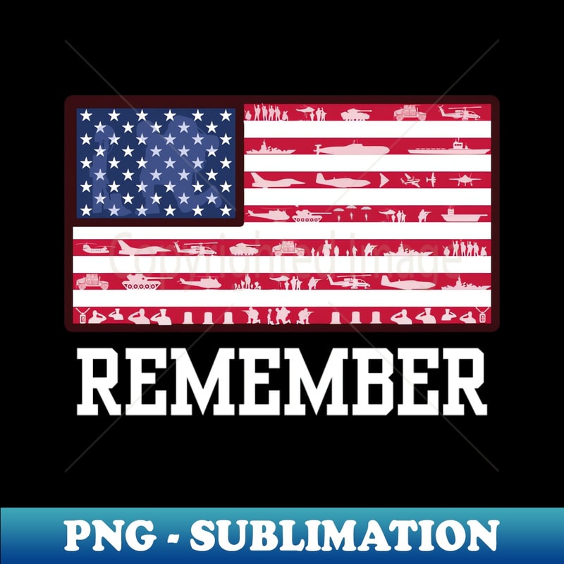PG-37829_USA Flag saying REMEMBER with Military Equipment theme 8196.jpg