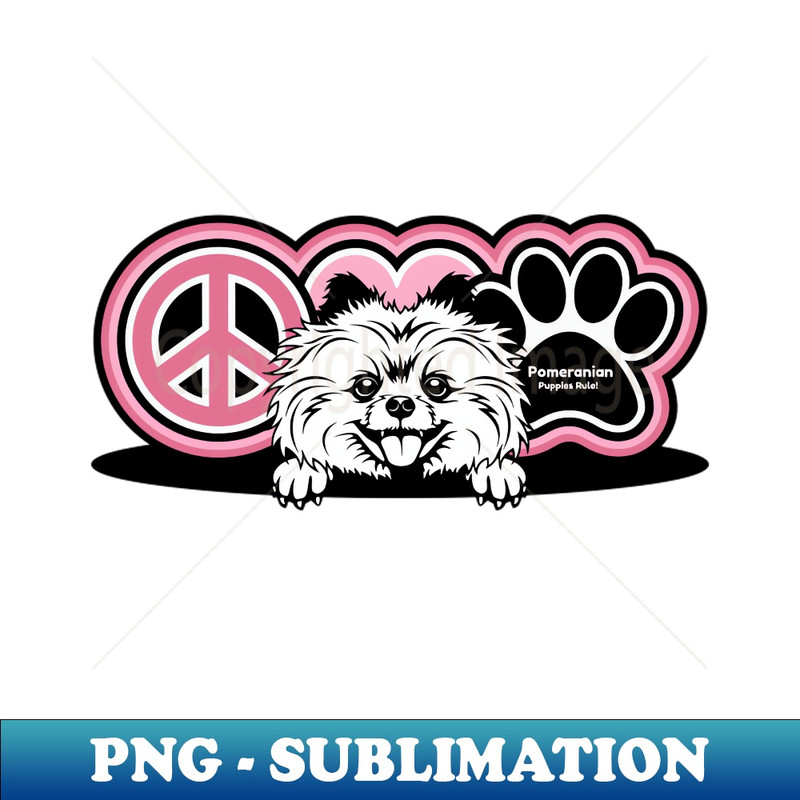 QH-28569_Pomeranian Dog Breed Peace Love Paw  Puppies Rule  7062.jpg