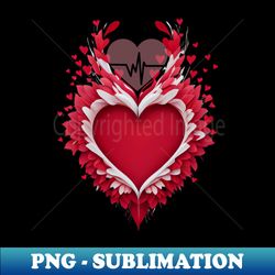 red heart cute white cupid wings - unique sublimation png download - add a festive touch to every day